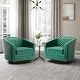 preview thumbnail 4 of 79, 2 Set Tufted PU Vegan Leather Swivel Barrel Chair with Nailheads Trim