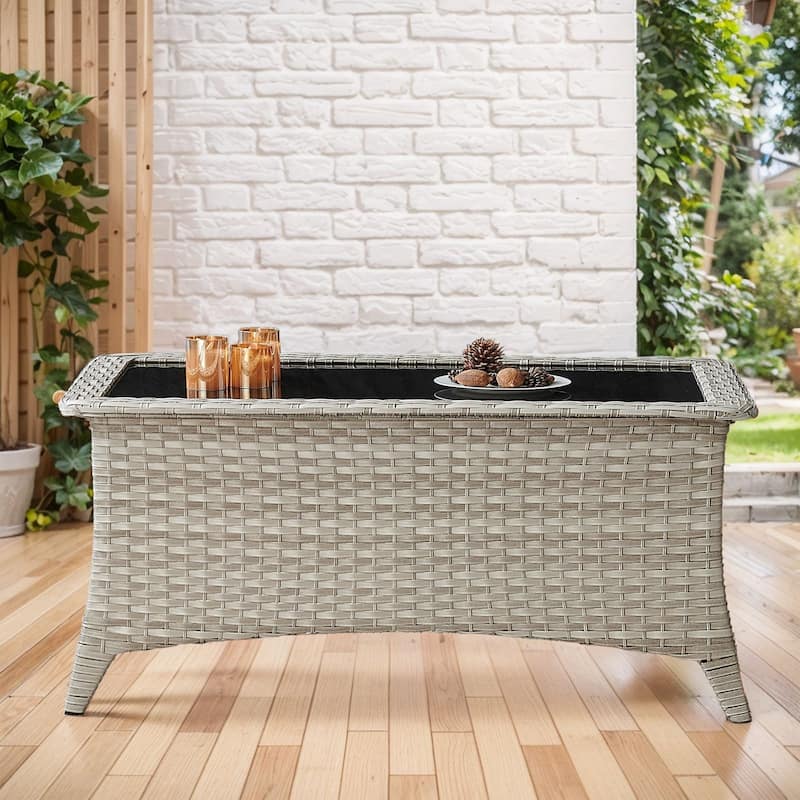 Elegant Wicker Outdoor Coffee Table with Storage