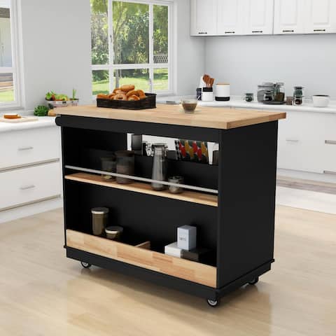 Kitchen Cart ,Rolling Mobile Kitchen Island with Solid Wood Top