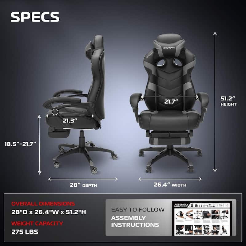 RESPAWN 110 Pro Gaming Chair - Gaming Chair with Footrest, Ergonomic Computer Desk Chair