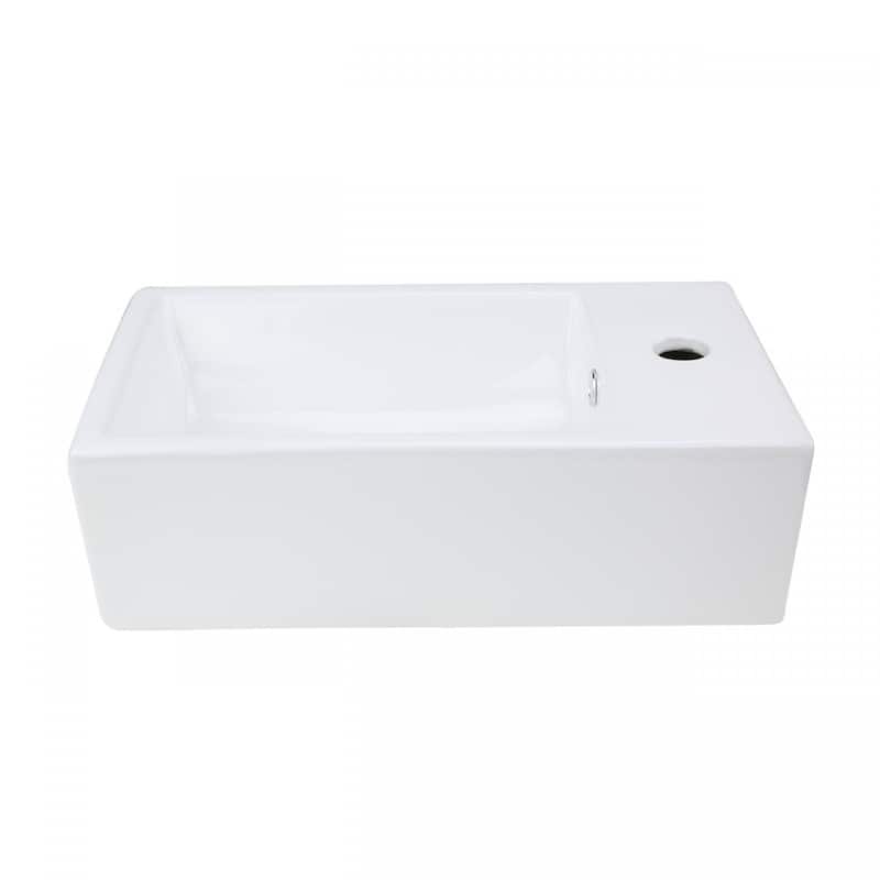 Dandi Wall Mounted Cabinet Vanity Sink 17-3/4" White Sink with Chrome Faucet, Drain, Towel Bar and Overflow Renovators Supply
