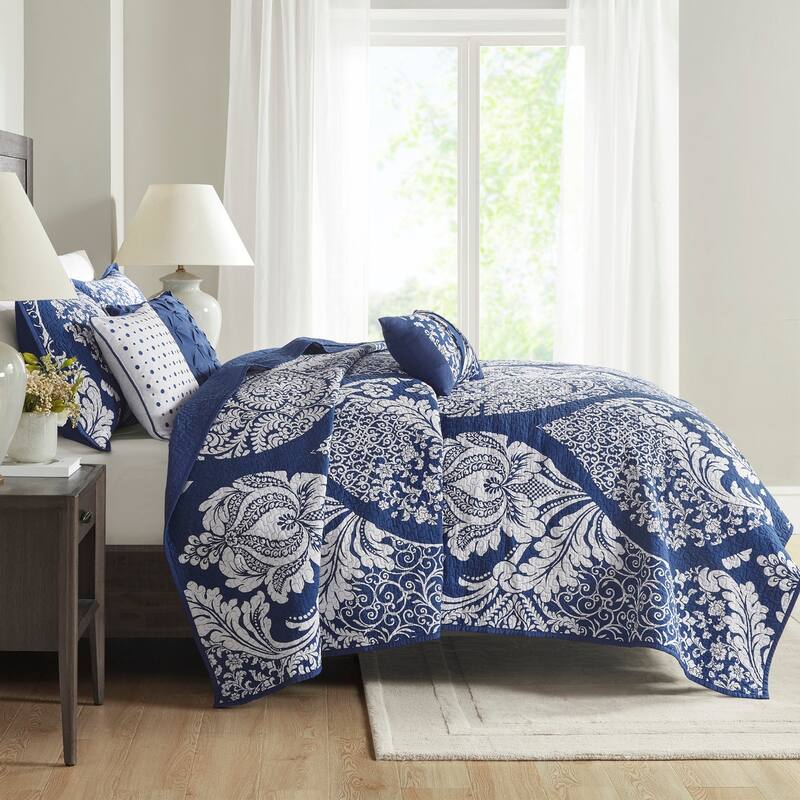 GDF Studio - Vienna Printed Cotton Reversible Quilt Set with Throw Pillows