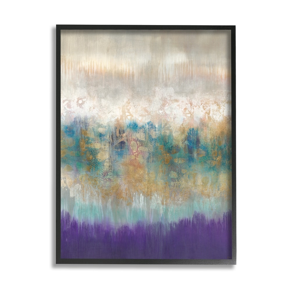 Stupell Elegant Purple Grey Gold Brush Stroke Abstract Painting Framed Giclee Texturized Art by K. Nari