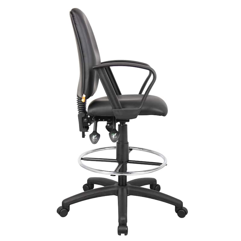 Boss LeatherPlus Multifunctional Drafting Stool with Arms
