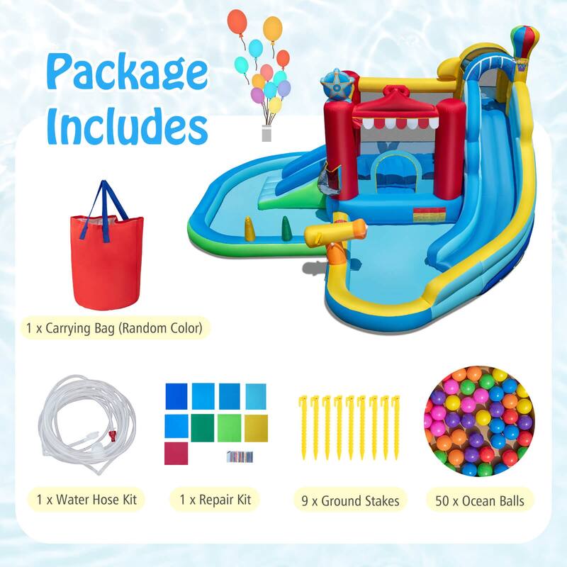 Costway Inflatable Water Park Kids Blow up Water Slide with Splash - Multi-Color - See Details