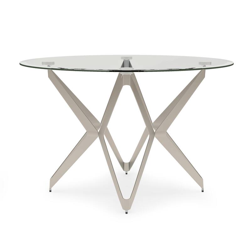Furniture of America Wilch Modern 48-inch Glass Top Round Dining Table