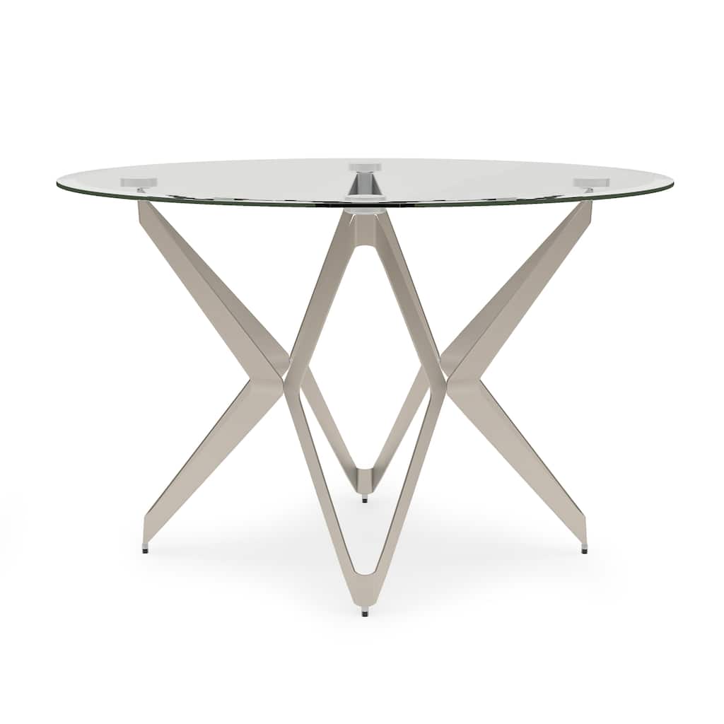 Furniture of America Wilch Modern 48-inch Glass Top Round Dining Table