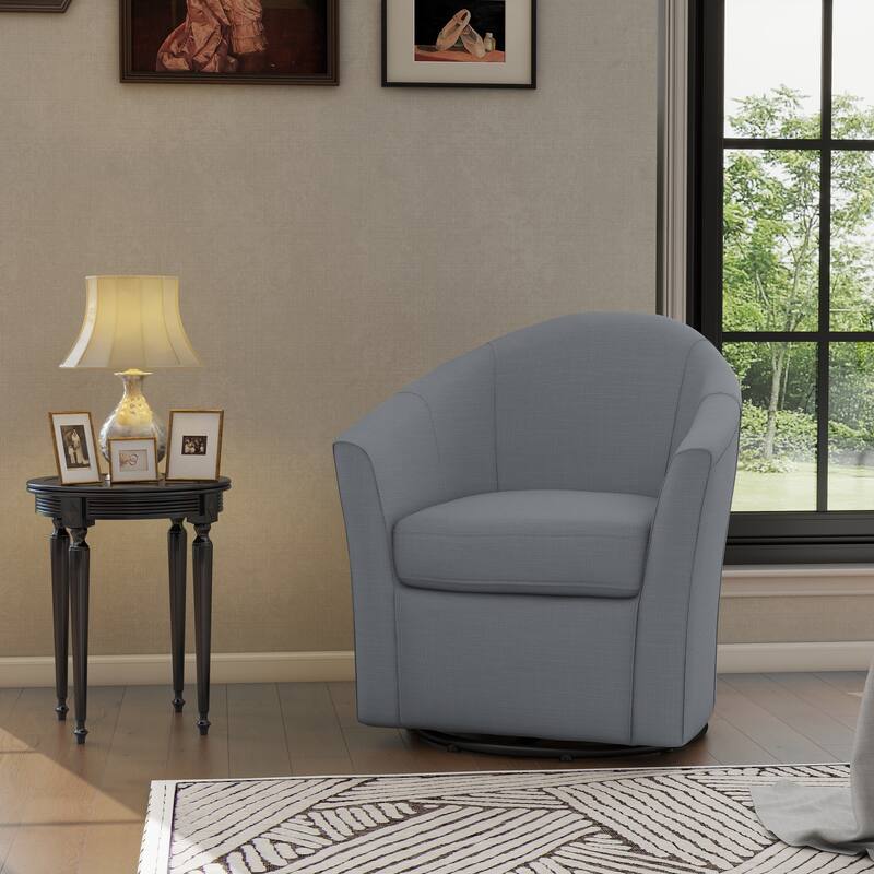 Modern Upholstered Swivel Barrel Chair Living Room Accent Chair - LIGHT GRAY