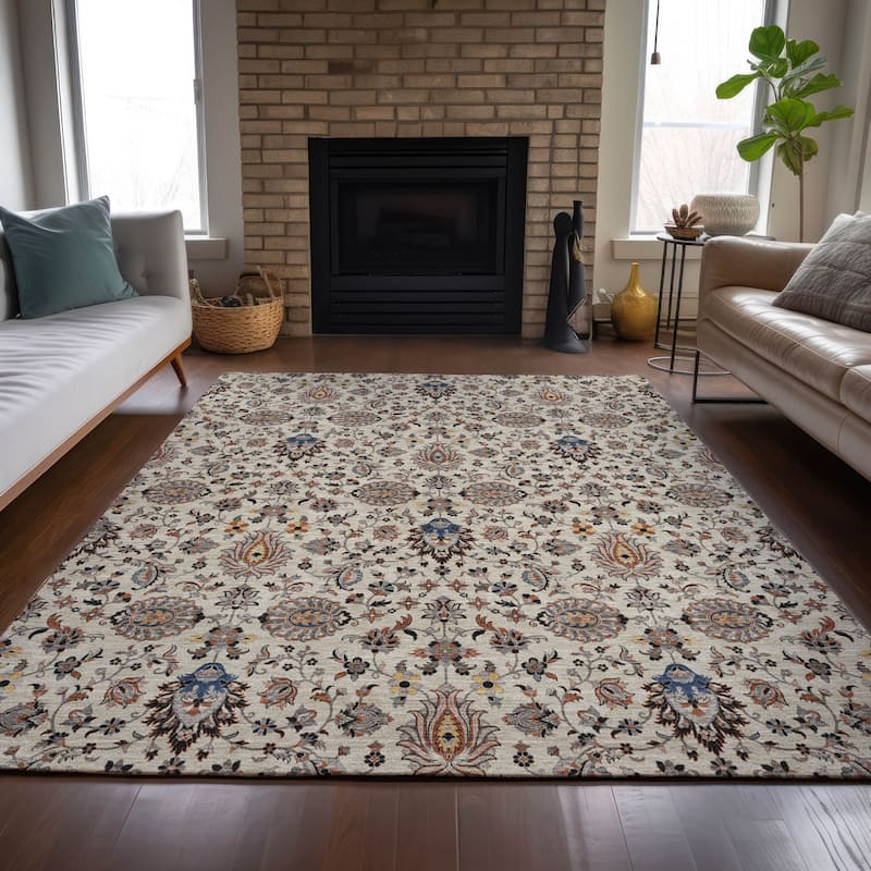 Machine Washable Indoor/Outdoor Traditional Persian Chantille Rug