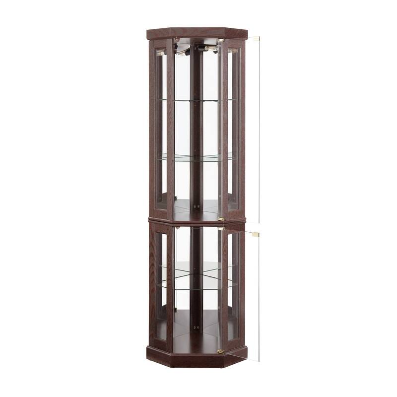 Corner Curio Cabinet with Lights-Stylish Glass Display Case for Living Room, Bar Storage & Collectibles