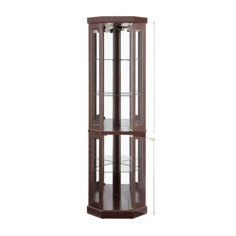 Stylish Corner Display Cabinet with Built-In Lights – Ideal for Showcasing Collectibles, Glassware, or Decor.