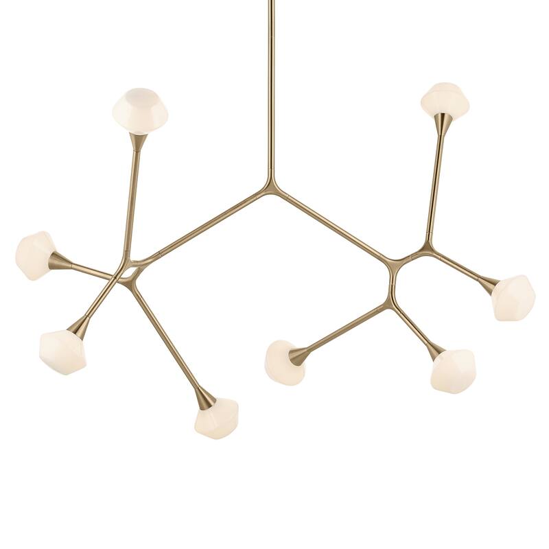 Cassius 61.25 Inch 8 Light Convertible Chandelier with Opal Glass in Champagne Bronze