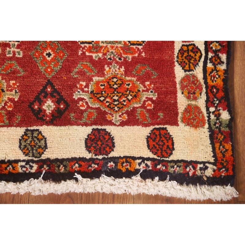 Red Shiraz Persian Vintage Square Rug Handmade Wool Carpet - 2'1" x 1'10"