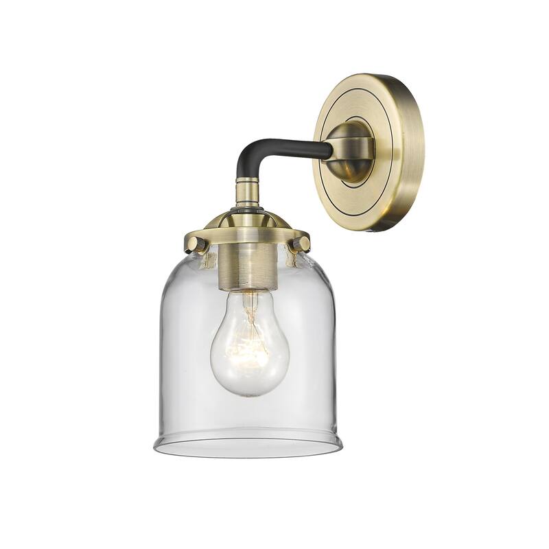 Innovations Lighting Small Bell Single Light 9" Tall Bathroom Sconce - Black Antique Brass / Clear