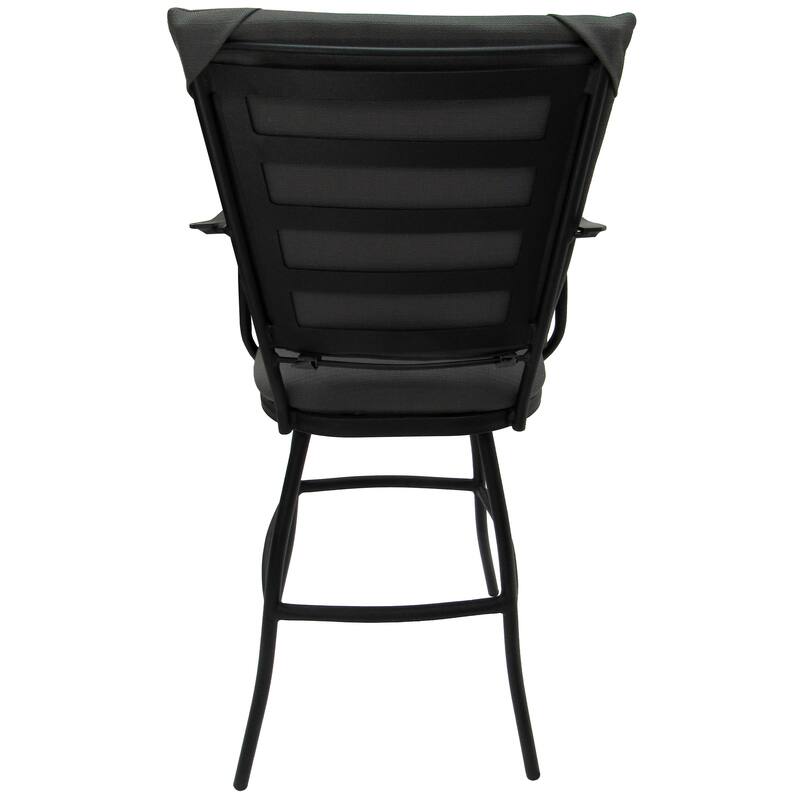 Outdoor Patio Bar Pub Set - 30" Stools Padded Back - Black Frame - 36" Table