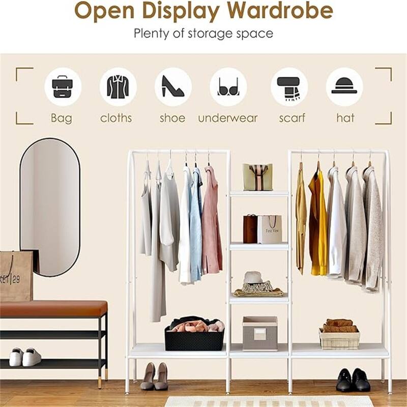 Free-Standing Garment Clothing Racks - 16.7"D x 62.9"W x 59.8"H