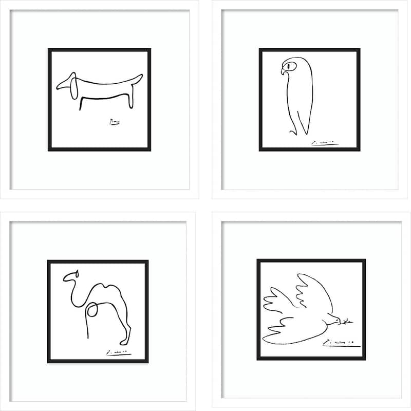Picasso Animal Drawings - set of 4 Framed Art Print