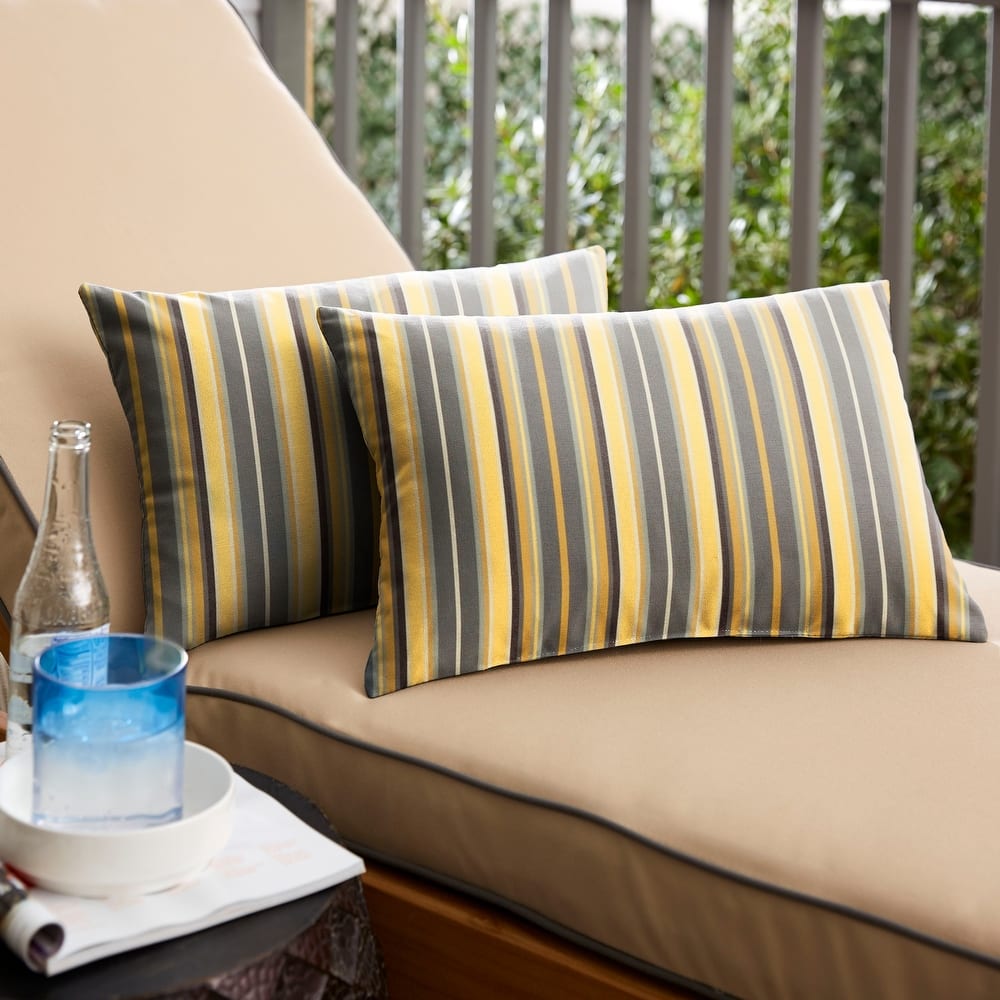 Sunbrella Foster Metallic Indoor/Outdoor Knife Edge Pillow (Set of 2)