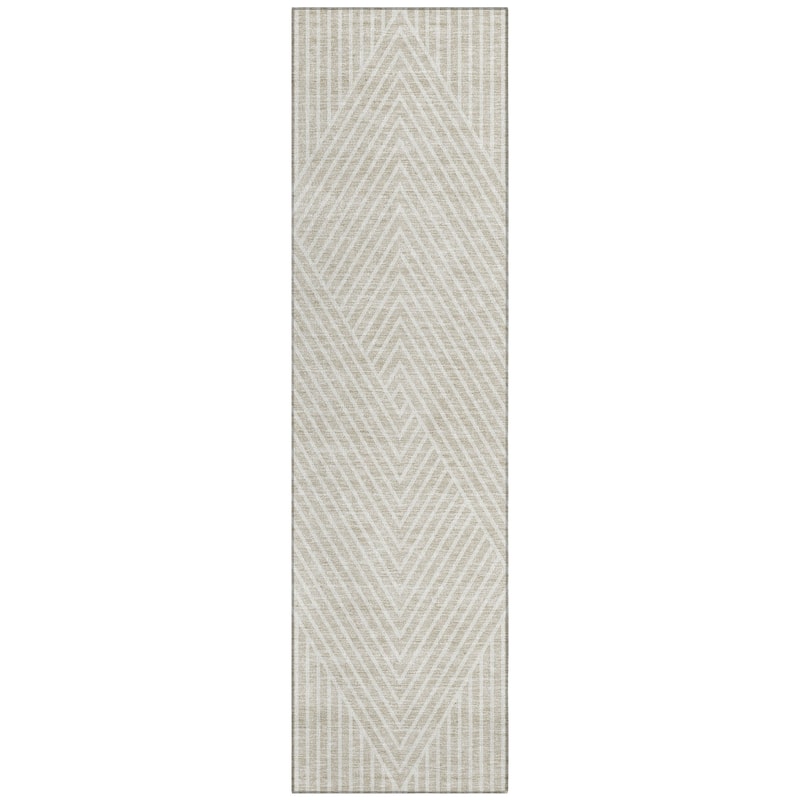 Machine Washable Indoor/ Outdoor Modern Geo Chantille Rug