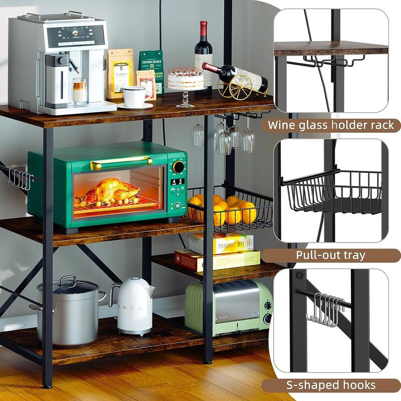 Futzca Kitchen Bakers Rack, Microwave Stand, Coffee Bar