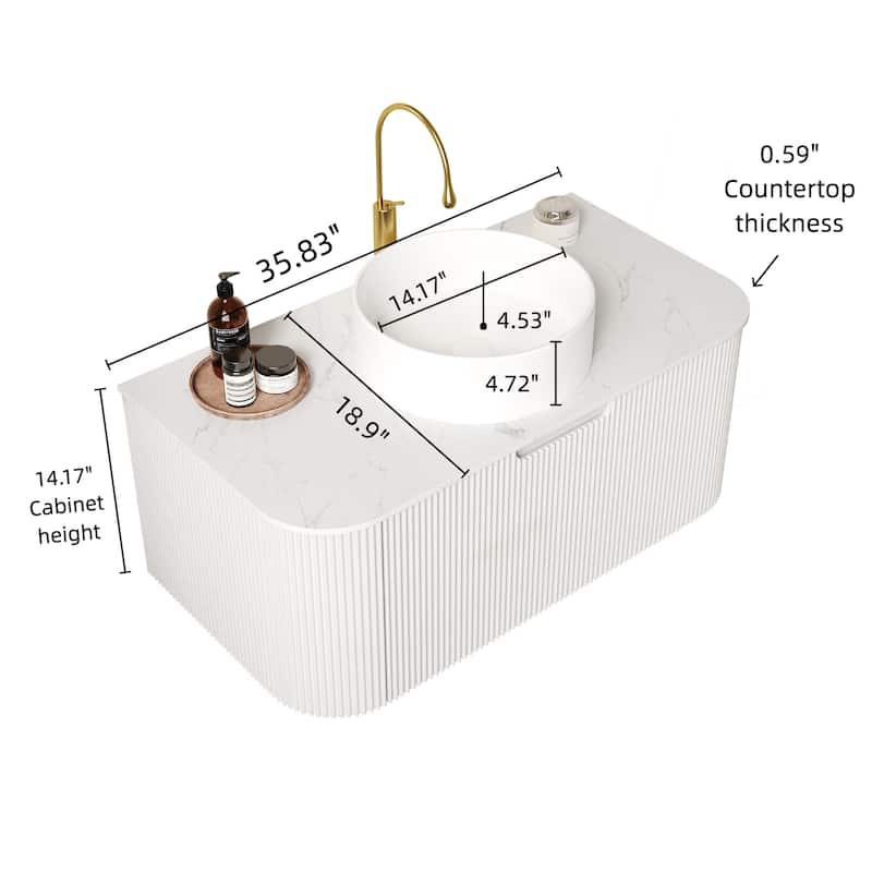 Wall-Mounted Floating Bathroom Vanity with Sink