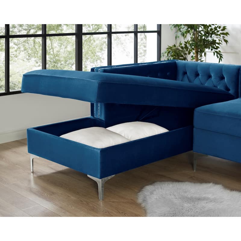 Dante Velvet Chaise Sectional Sofa