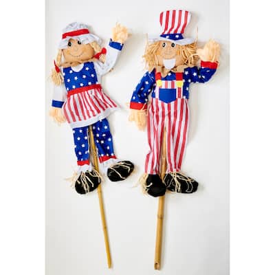 5' July 4th Uncle Sam on a Pole Yard Decoration, Set of 2