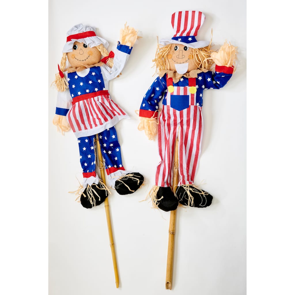 5' July 4th Uncle Sam on a Pole Yard Decoration, Set of 2
