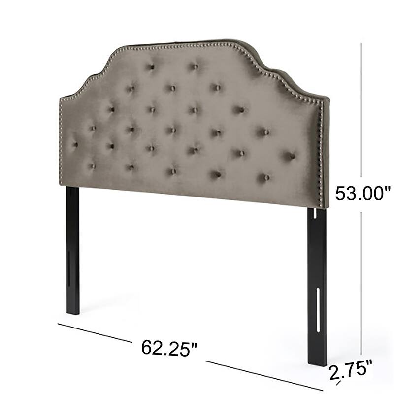 Tufted Upholstered Headboard Queen Size, Solid Wood Head Board with Durable Metal Legs