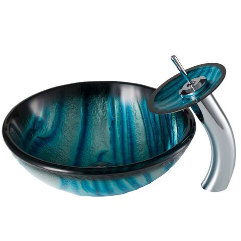 Kraus Glass Vessel Sink, Bathroom Faucet, Pop Up Drain, Mounting Ring