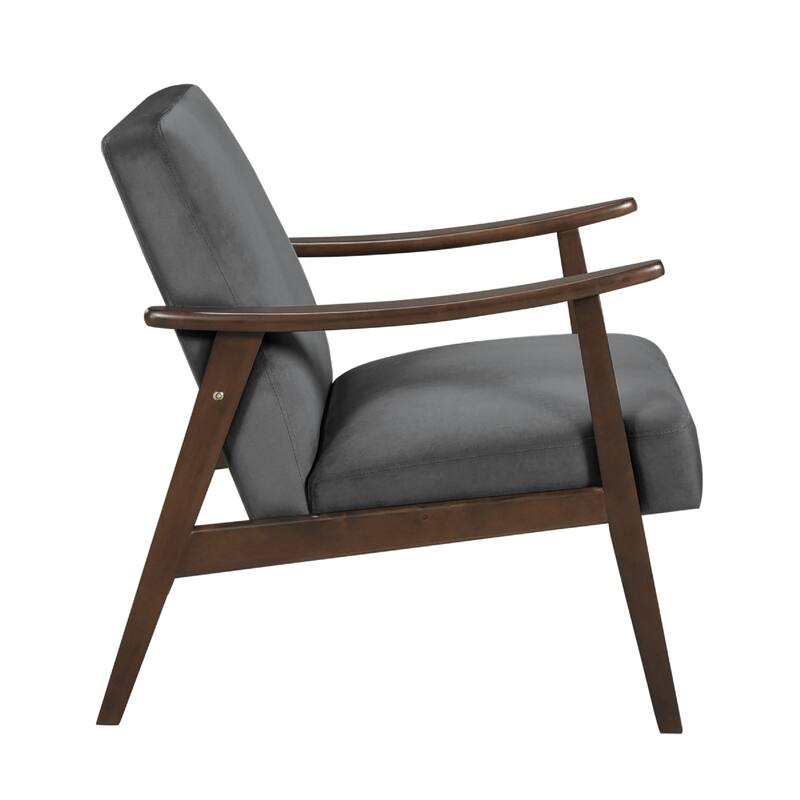 Vandie Accent Club Chair, Dark Gray Polyester, Solid Rubberwood Frame