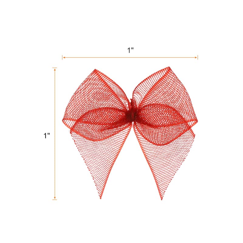 50Pcs Mini Chiffon Ribbon Bow 1" Mini Fabric Satin Craft DIY - Red
