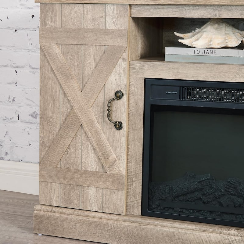 Roomfitters Farmhouse Classic Media TV Stand, Entertainment Console with 18" Electric Fireplace Insert