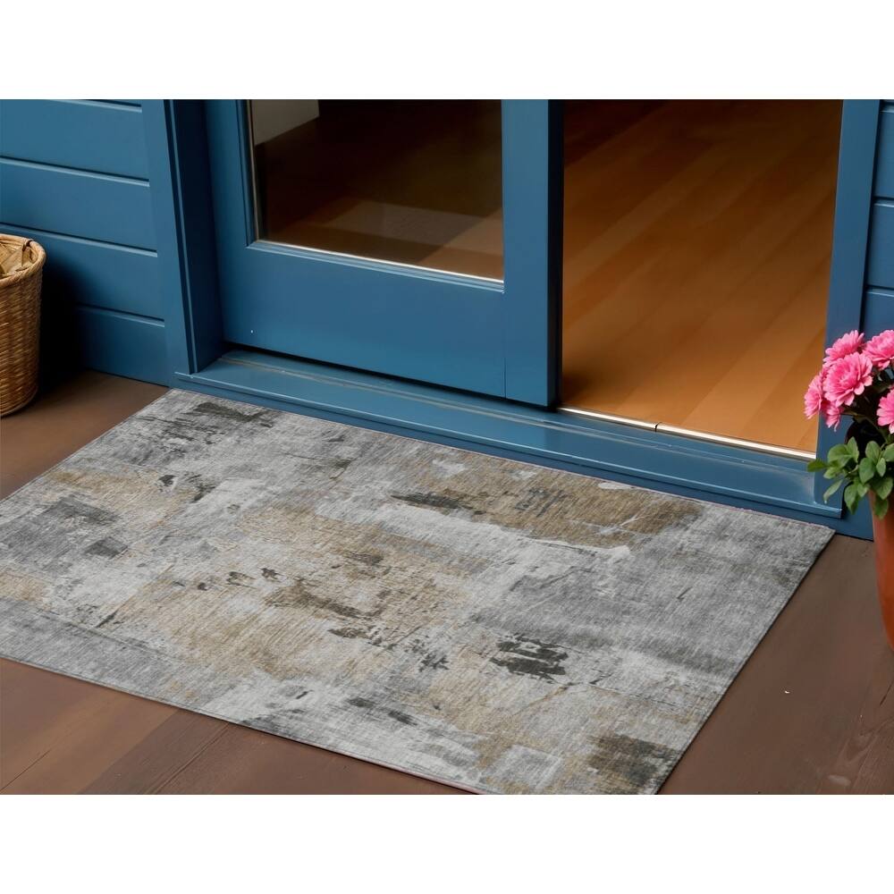 HomeRoots Abstract Transitional Rectangle Outdoor Rug