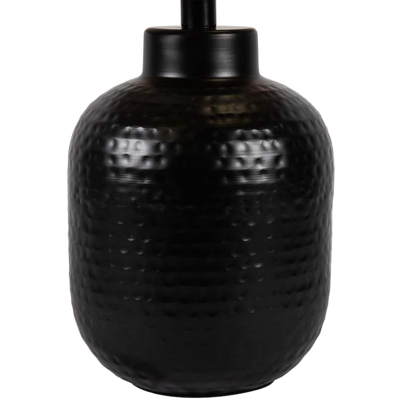 Round Iron Table Lamp with Laser-Cut Floral Shade - 19" - Black and Copper - 19