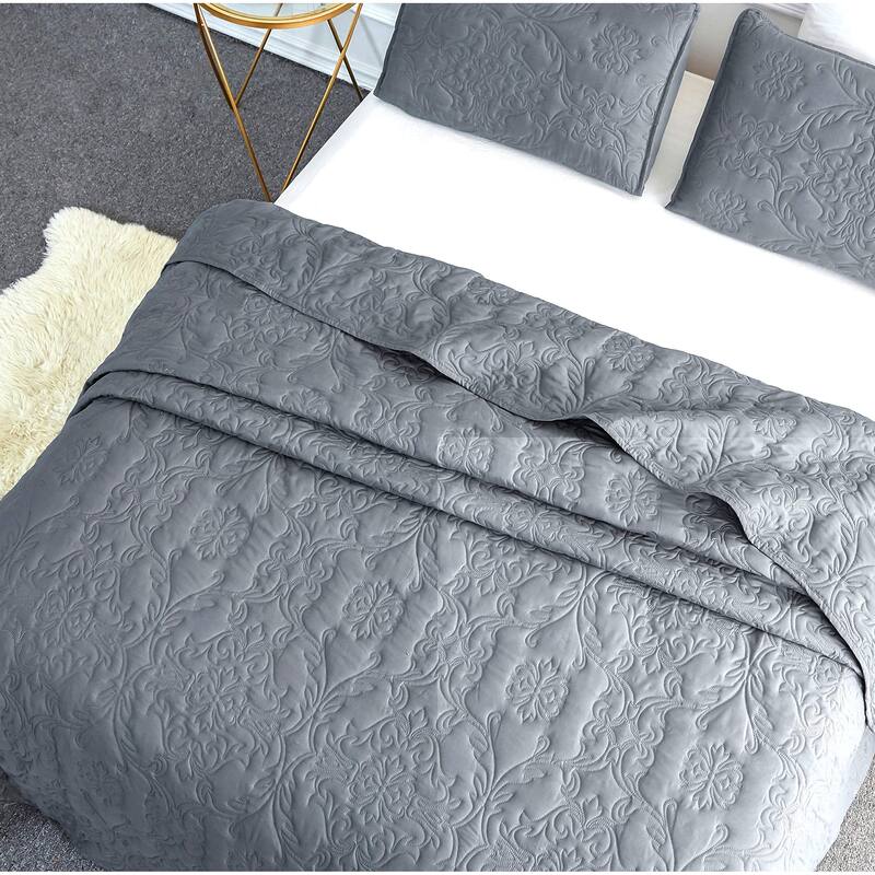 Sophia & William 2/3 Pieces Quilt Set, Reversible Microfiber Bedding Bedspread Coverlet Set