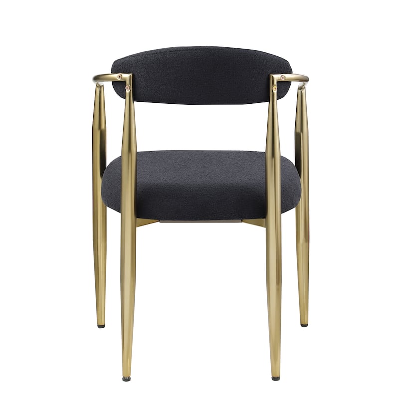Dining Chairs Set of 2, Chairs,Round Boucle Backrest Sherpa Dining Chair with Black Metal Legs