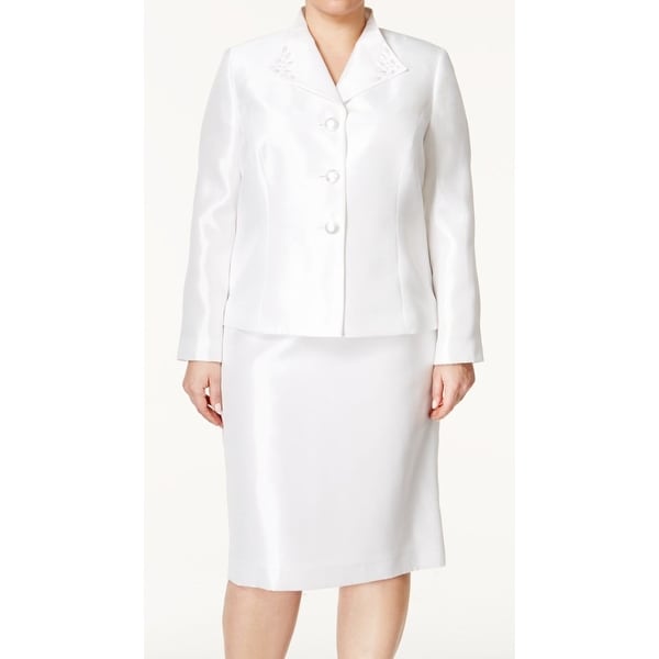 Shop Kasper NEW White Women's Size 16W Plus Embellished Skirt Suit Set ...