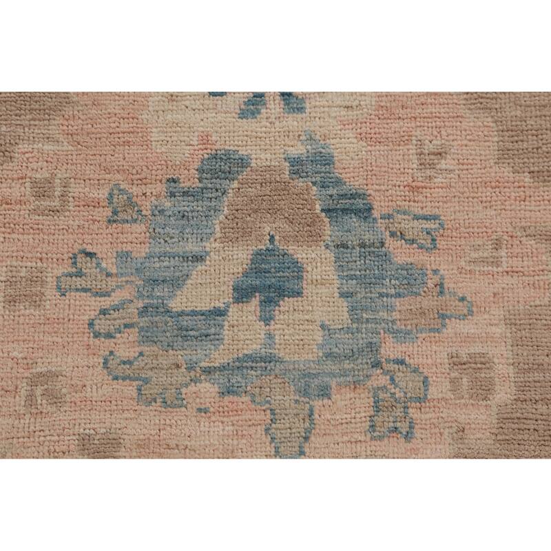 Hand Knotted Oriental 100% Wool Carpet Transitional All-Over Brown Oushak Area Rug - 12' 11'' X 9' 4''