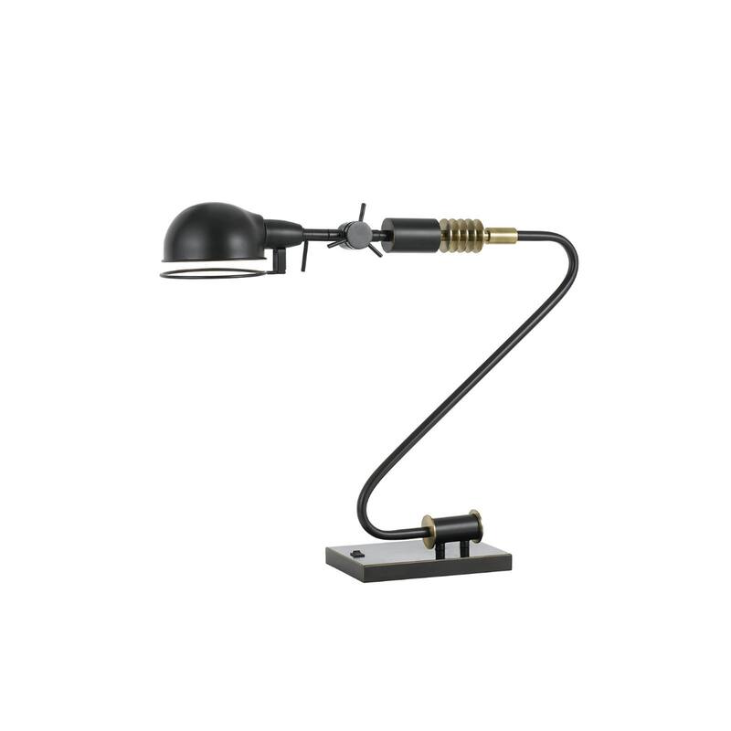 21" Modern Bronze Metal Desk Lamp with Dome Shade Adjustable Neck Dimmable for Bedroom or Living Room - 21" H x 25" W x 6" D