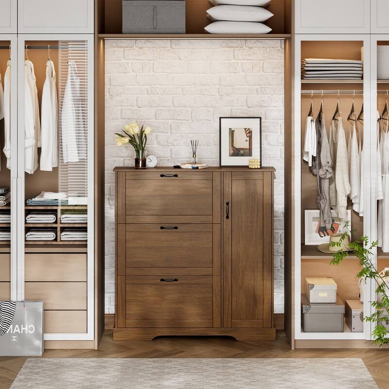 28 Pair Large Shoe Storage Cabinet with Adjustable Shelves - 48.8'' H X 46.9'' W X 10.2'' D