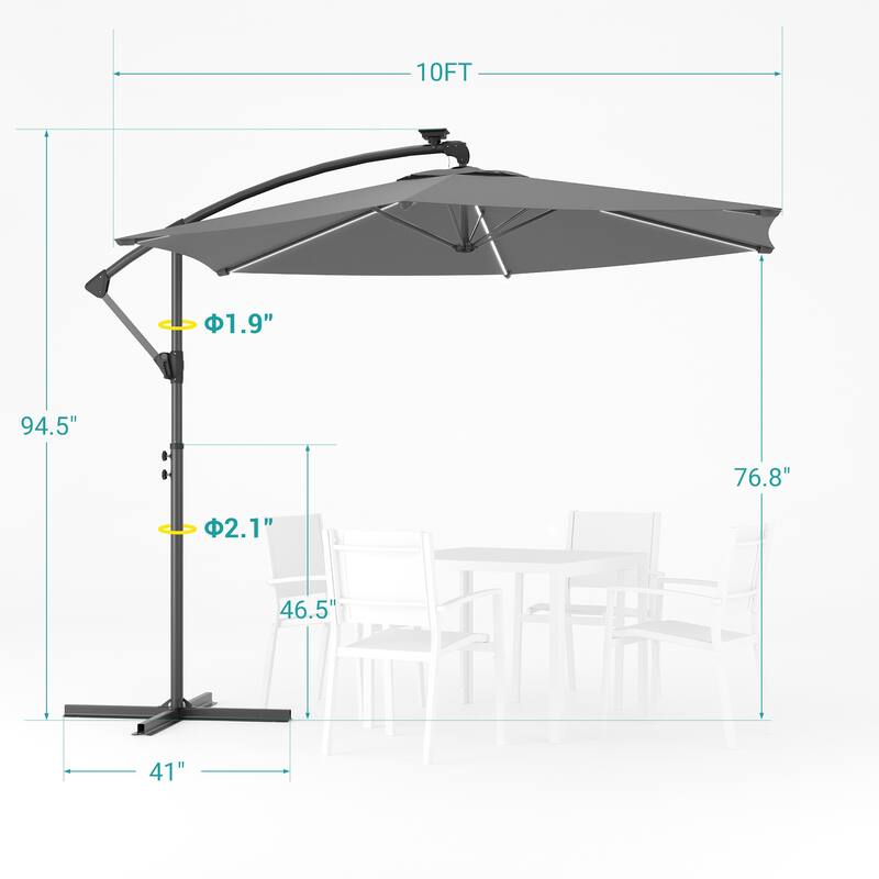 Sonkuki Outdoor 10FT LED lighted Patio Offset umbrella for Garden
