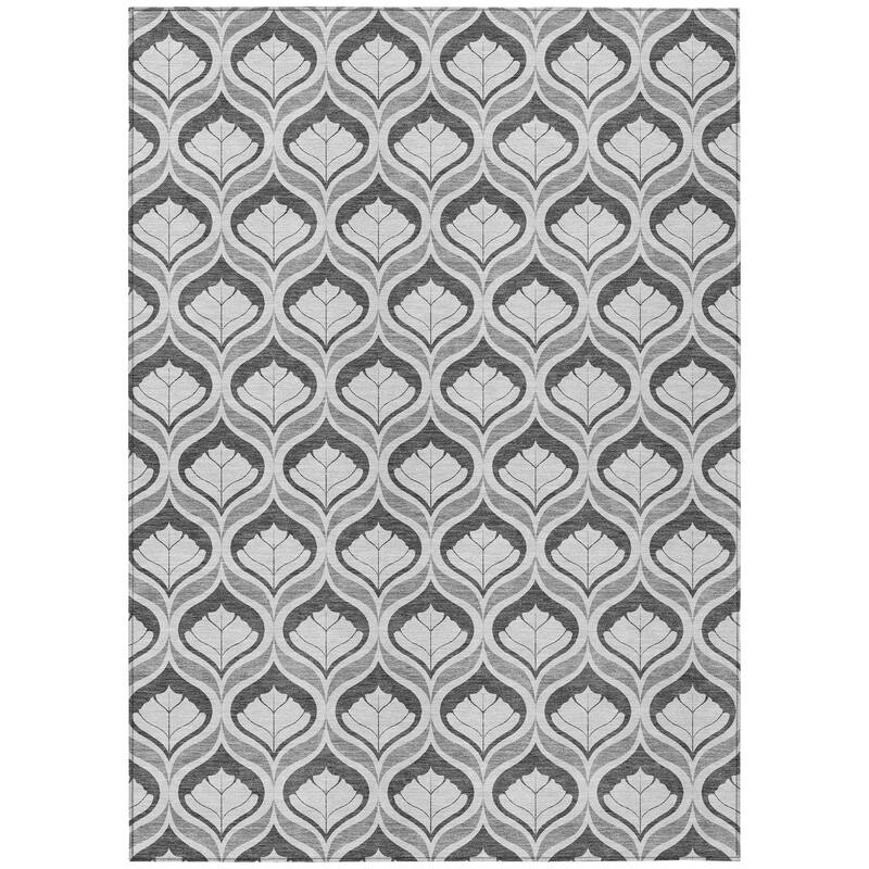 Machine Washable Indoor/ Outdoor Modern Trellis Chantille Rug