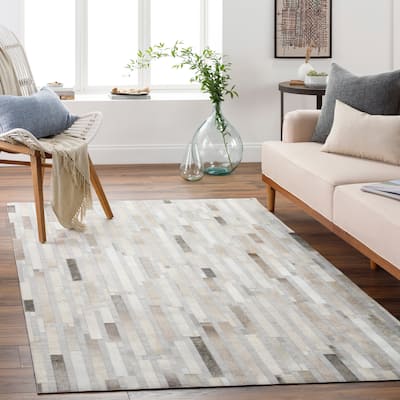 Hand-Crafted Euclid Viscose & Hair-on-hide Area Rug