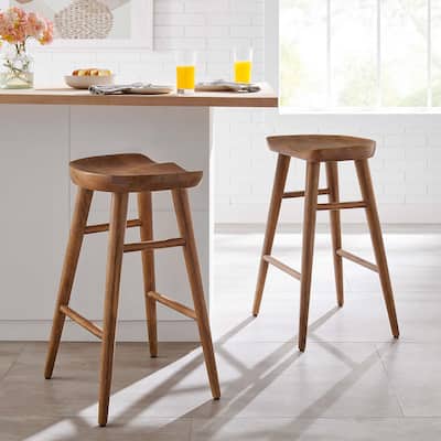Saville Backless Wood Counter Stools - Set of 2