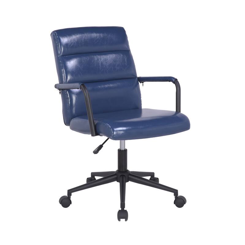Porthos Home Pei Office Chair, Tufted PU Leather, Steel Swivel Base