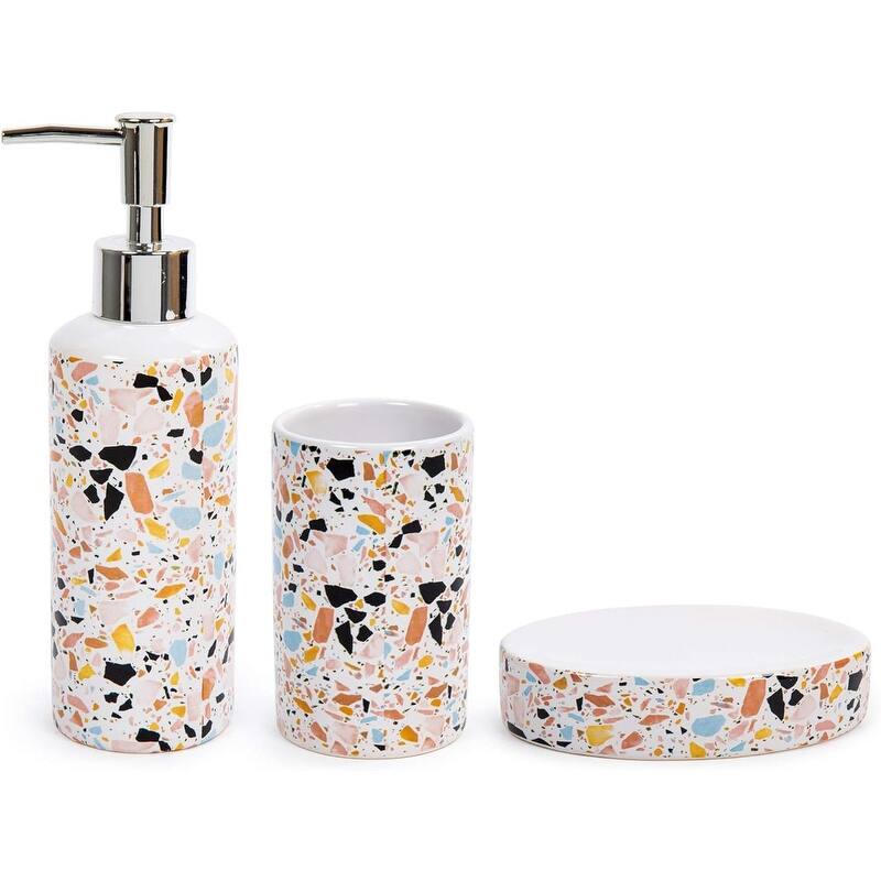Marble Terrazzo Print Bathroom Accessory Set Bed Bath & Beyond 39689934