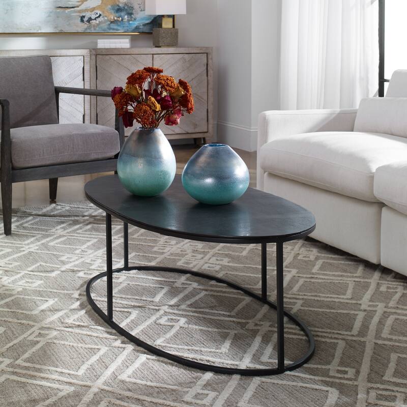 Solid Oval Coffee Table - 48" - Aged Black Finish