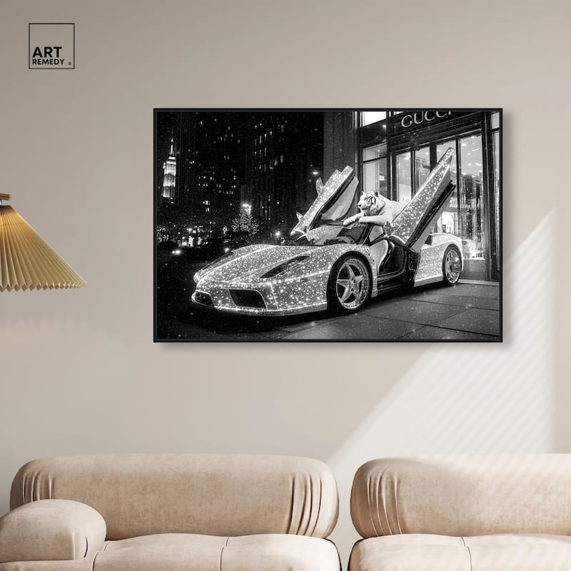 Glistening Tiger and Car Canvas by Art Remedy