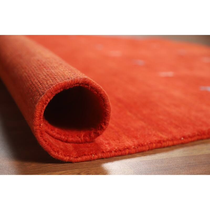 Hand Knotted Oriental 100% Wool Carpet Tribal Animal Pictorial Oranges & Rust Gabbeh Area Rug - 6' 6'' X 6' 6''